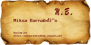 Miksa Barnabás névjegykártya